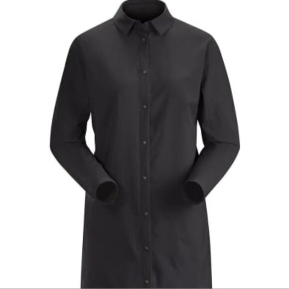 Arc'teryx Contenta Top Women's XL Black Long Sleeve Shirt Dress Snap Up Pockets - Picture 1 of 7